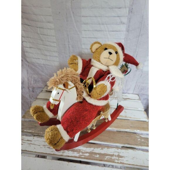 Rocking horse bear animated Xmas home decor singin - Picture 1 of 8